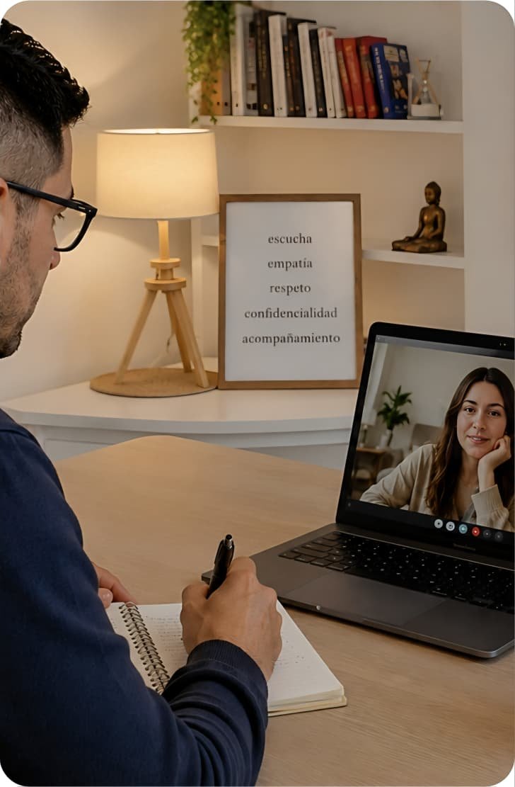 Materiales y recursos sobre bienestar y desarrollo personal en laptop